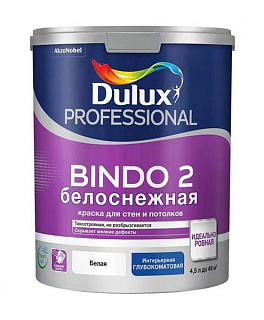 картинка Краска для потолков и стен белоснежная глубокоматовая 4,5 л Dulux Bindo 2 от интернет-магазина К1-СТРОЙ