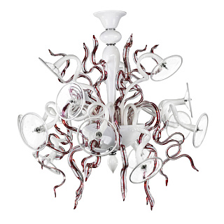 картинка 894156*** (BS-D6005-15) Люстра RICCIOLO 15х20W G4 WHITE+ RED (в комплекте) от интернет-магазина К1-СТРОЙ