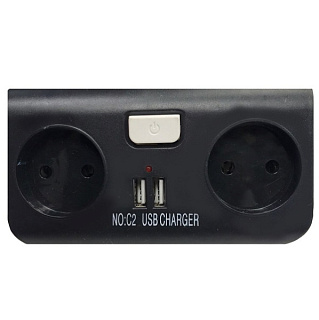 картинка Разветвитель сетевой 2 гнезда 2хUSB с выключателем ADU03 Электро от интернет-магазина К1-СТРОЙ