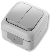 картинка Выключатель 2-клавишный наружный серый IP54 Viko Palmiye от интернет-магазина К1-СТРОЙ