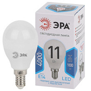 картинка Лампа светодиодная ЭРА STD LED P45 11Вт E14, шар, нейтральный свет от интернет-магазина К1-СТРОЙ