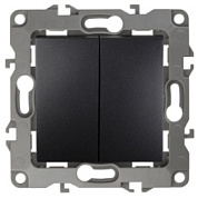 картинка Выключатель 2-клавишный, 12-1004-05 антрацит ЭРА от интернет-магазина К1-СТРОЙ