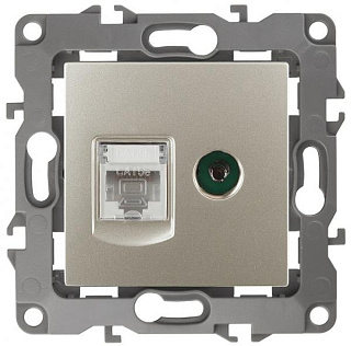 картинка Розетка комбинированная RJ45+TV, 12-3110-04 шампань ЭРА от интернет-магазина К1-СТРОЙ