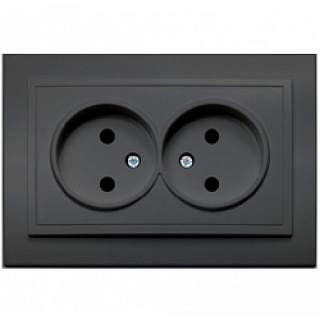 картинка Розетка 2-ая без заземления черная Elbi от интернет-магазина К1-СТРОЙ