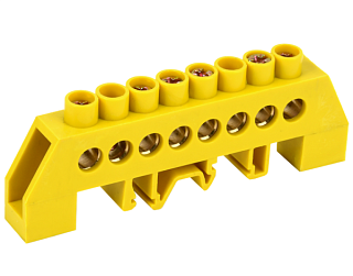 картинка Шина нулевая закрытая 8-контактная желтая ШНИ-8х12-8КС-Ж iEK/ЭРА от интернет-магазина К1-СТРОЙ
