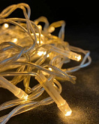 картинка Гирлянда "Шторы" теплый с питанием от сети 1.5х1.5м прозрачный шнур от интернет-магазина К1-СТРОЙ