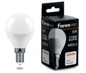 картинка Лампа светодиодная LB-1406 Шарик E14 6W 2700K 38065 Feron.PRO+ Osram от интернет-магазина К1-СТРОЙ