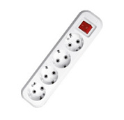 картинка Колодка 4 гнезда с заземлением с выключателем S304 Universal от интернет-магазина К1-СТРОЙ