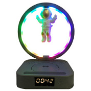картинка Лампа настольная "Астронавт" умная колонка, часы, зарядка беспр. RGB Y-558 от интернет-магазина К1-СТРОЙ