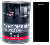 картинка Грунт-эмаль 3 в 1 быстросохнущая 0,8 кг черная 11598021 Optima от интернет-магазина К1-СТРОЙ