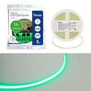 картинка Светодиодная COB лента LS630, 400SMD (2110)/ 7Вт/м 12V 5000*3*1.8мм зеленый, IP20 Feron от интернет-магазина К1-СТРОЙ