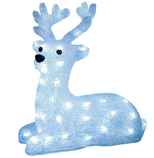 картинка Фигура светодиодная Лежащий оленёнок. 32x32см. 50 светодиодов. Белый свет. Провод прозрачный. ULD-M3133-050-STA WHITE IP20 LYING FAWN Uniel от интернет-магазина К1-СТРОЙ