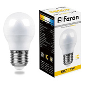 картинка Лампа светодиодная шар 7W 230V E27 2700K LB-95 25481 Feron от интернет-магазина К1-СТРОЙ