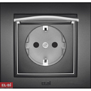 картинка Розетка с крышкой чёрная Elbi Zena от интернет-магазина К1-СТРОЙ