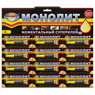 картинка Суперклей секундный 3 г. AVIORA-МОНОЛИТ от интернет-магазина К1-СТРОЙ