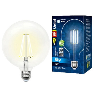 картинка Лампа светодиодная Uniel Sky LED-G125 10 Вт E27 шар прозрачная 4000К от интернет-магазина К1-СТРОЙ