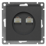 картинка Компьютерная двухместная розетка серия "Афина" с/у, 1а, RJ45, графит еврослот A1086-Gr UNIVersal от интернет-магазина К1-СТРОЙ