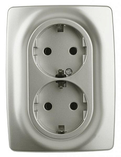 картинка Розетка с заземлением, 2X2P+E Schuko, 12-2106-15 перламутр ЭРА от интернет-магазина К1-СТРОЙ