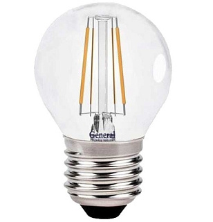 картинка Лампа светодиодная FILAMENT 6W E27 2700K шар GENERAL от интернет-магазина К1-СТРОЙ