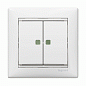Переключатель 2-клавишный проходной с подсветкой белый 774212 Legrand Valena