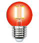 Лампа светодиодная LED-G45-5W-RED-E27 GLA02RD форма шар. Серия Air color. Красный свет ТМ Uniel