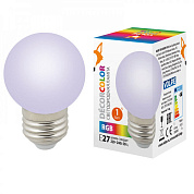 картинка Лампа декоративная светодиодная LED-G45-1W-RGB-E27-FR-С Volpe от интернет-магазина К1-СТРОЙ