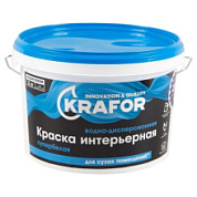 картинка Краска водно-дисперсионная интерьерная 3кг супербелая Krafor от интернет-магазина К1-СТРОЙ