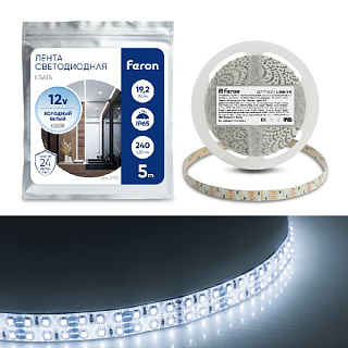 картинка Cветодиодная LED лента LS615, 240SMD (2835)/м 19.2Вт/м IP65 12V 6500К 27733 Feron от интернет-магазина К1-СТРОЙ