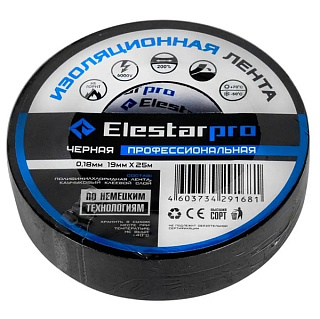 картинка Изолента профессиональная черная 19мм х 25м ElestarPro от интернет-магазина К1-СТРОЙ