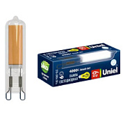 картинка Лампа светодиодная прозрачная белый свет, LED-JCD-6W-4000K-G9-CL 4000К Картон UL-00005058 ТМ Uniel (Эра) от интернет-магазина К1-СТРОЙ