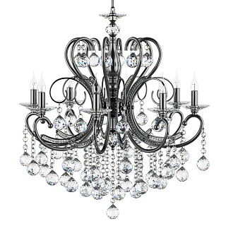 картинка 708087R*** (MD 300020-8) Люстра подвесная ELEGANTE 8х60W E14 ЧЕРНЫЙ ХРОМ, кристалл ПРОЗРАЧНЫЙ (в ком от интернет-магазина К1-СТРОЙ