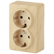 картинка Розетка 2х2P+E Schuko 11-2205-11, 16A-250В IP20 ОУ, сосна Эксперт Эра от интернет-магазина К1-СТРОЙ