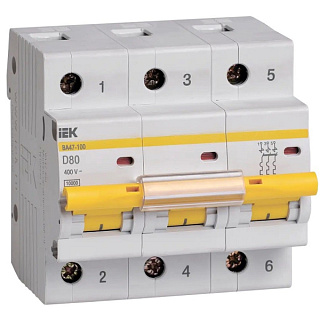 картинка Автоматический выключатель ВА 47-100 3Р 80А С ИЭК от интернет-магазина К1-СТРОЙ
