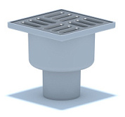 картинка Трап вертикальный выпуск 50 c решеткой из нержавеющей стали, 10x10 TA5202 АНИ ПЛАСТ от интернет-магазина К1-СТРОЙ