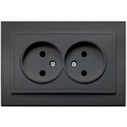 картинка Розетка 2-ая без заземления черная Elbi от интернет-магазина К1-СТРОЙ