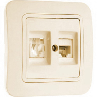 картинка Телефонная+интернет розетка крем Makel Lilium  от интернет-магазина К1-СТРОЙ