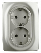 картинка Розетка с заземлением, 2X2P+E Schuko, 12-2106-15 перламутр ЭРА от интернет-магазина К1-СТРОЙ