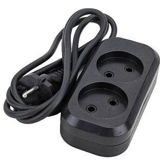 картинка Удлинитель Е-202 ПВС 2*0,75 2гн. б/з 2м черный 2103 Universal от интернет-магазина К1-СТРОЙ