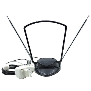 картинка Антенна комнатная КЛЮЧ BAS-5303 для цифрового телевидения с усилителем DVB T и DVB T1 Россия 1-10 от интернет-магазина К1-СТРОЙ