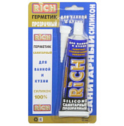 картинка Герметик силиконовый санитарный в тюбике прозрачный, 85мл RICH от интернет-магазина К1-СТРОЙ