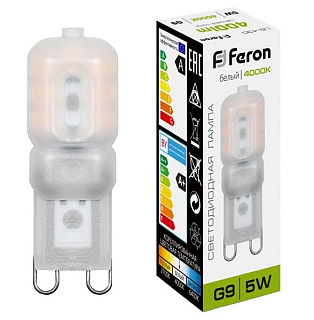 картинка Лампа светодиодная 5W LB-430 G9 4000K 25637 Feron от интернет-магазина К1-СТРОЙ
