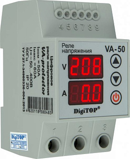 картинка Реле напряжения с контролем тока VA-50A DigiTop от интернет-магазина К1-СТРОЙ