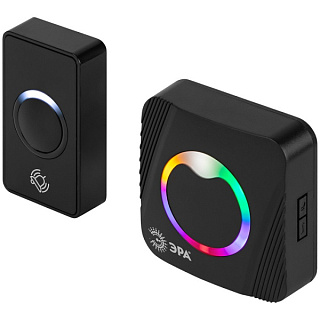 картинка Звонок дверной беспроводной RGB подсветка чёрный 36 мелодий POLYCOLOR C100 ЭРА от интернет-магазина К1-СТРОЙ