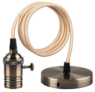 картинка Патрон для ламп LH129 со шнуром 1м 230V E27 черное золото, 22366 Feron от интернет-магазина К1-СТРОЙ