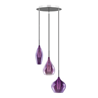 картинка 803059 (MD2098А-3Р) Подвес PENTOLA 3х25W G9 ХРОМ/ПУРПУРНЫЙ (в комплекте) от интернет-магазина К1-СТРОЙ