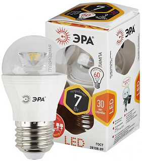картинка Лампочка светодиодная шар Clear Led 7вт Е27 2700K ЭРА от интернет-магазина К1-СТРОЙ