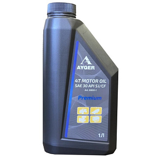 картинка Масло моторное минеральное для 4-тактных двигателей марки SAE 30 API SJ/CF 1л (33001) 8800-1 AYGER от интернет-магазина К1-СТРОЙ