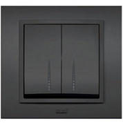 картинка Выключатель 2-клавишный с подсветкой черный Elbi от интернет-магазина К1-СТРОЙ