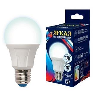 картинка Лампа светодиодная LED-A60 16W-4000K-E27-FR PLP01WH Uniel от интернет-магазина К1-СТРОЙ