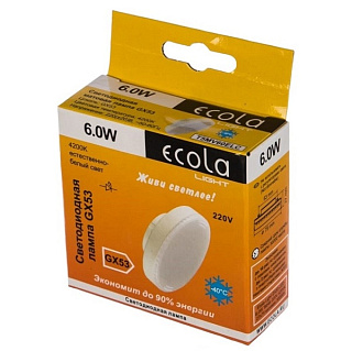 картинка Лампа светодиодная Ecola GX53 6W 4200K таблетка матовая от интернет-магазина К1-СТРОЙ